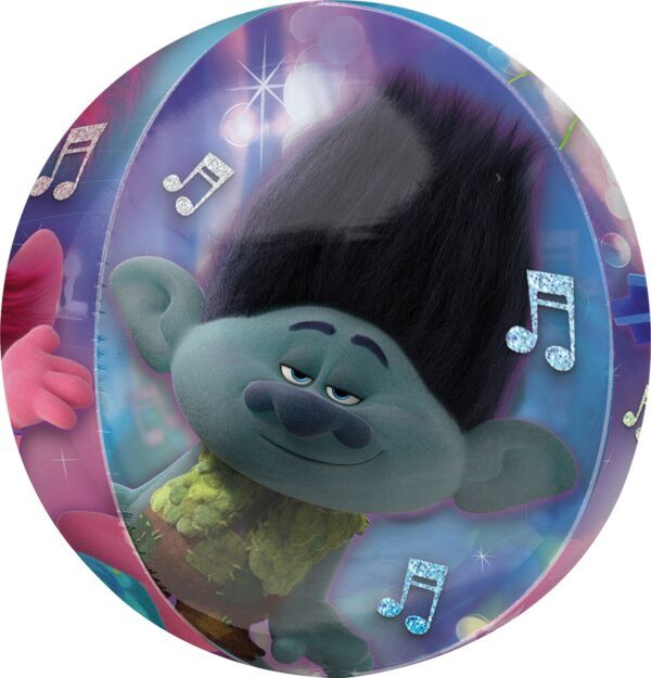Trolls World Tour Orbz - 15&quot; Helium Filled Foil Shaped Balloon, Ribbon