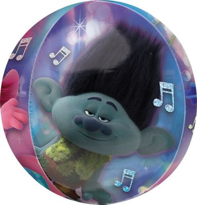 Trolls World Tour Orbz - 15&quot; Helium Filled Foil Shaped Balloon, Ribbon