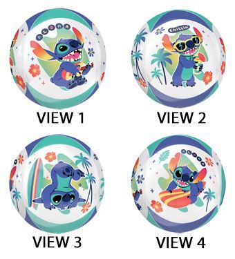 Stitch Orbz - 15&quot; Helium Filled Foil Shaped Balloon, Ribbon
