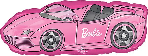 Barbie Roadster - 37&quot; Helium Filled Foil Shaped Balloon, Ribbon