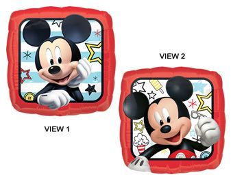 SQ Mickey Roadster - 18&quot; Helium Filled Foil Shaped Balloon, Ribbon