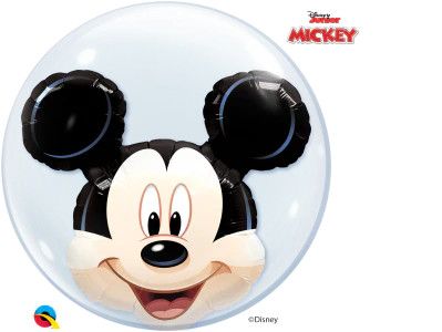 Mickey Mouse Double - 24&quot; Helium Filled Bubble Shaped Balloon, Ribbon