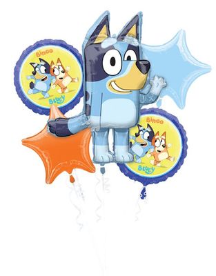 Bouquet of  Bluey - Helium Filled Foil Shaped Balloon, Ribbon