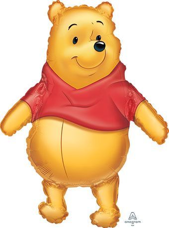 Big as Life Pooh - 29&quot; Helium Filled Foil Shaped Balloon, Ribbon