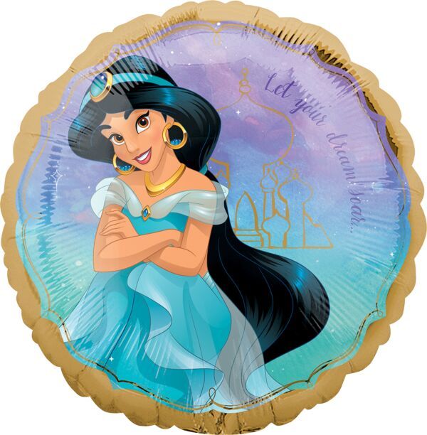 Jasmine Once Upon Time - 17&quot; Helium Filled Foil Shaped Balloon, Ribbon