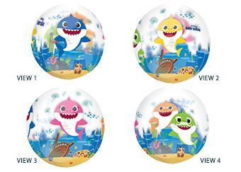 Baby Shark Orbz - 15&quot; Helium Filled Foil Shaped Balloon, Ribbon