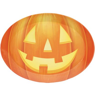 Oval Pumpkin Shaped Plastic Tray 10&quot; x 14&quot;