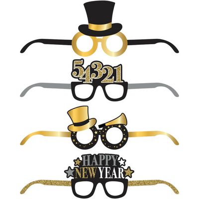 New Year Paper Glasses 4ct