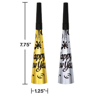 8" NY Horns - Black/Silver 6ct