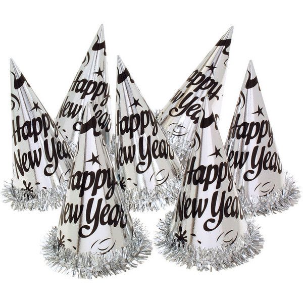 New Year Cone Hat w/Tinsel - Silver