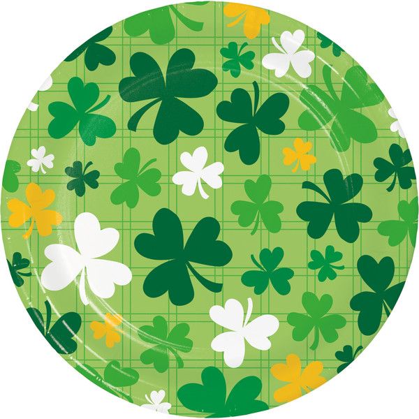 Shamrock &amp; Roll Luncheon Plate 7" - 8Ct