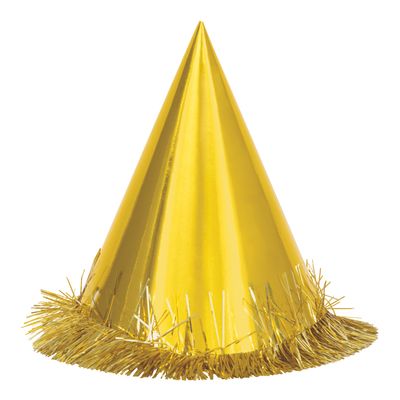 Foil Fringe Cone Hat 6ct