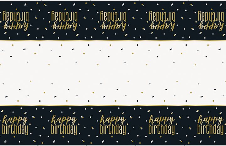 Metallic Happy Birthday - Tablecover 54&quot; X 84&quot;