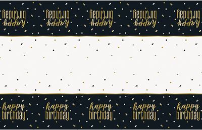 Metallic Happy Birthday - Tablecover 54&quot; X 84&quot;