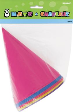 Party Cone Hats - Asst 8ct