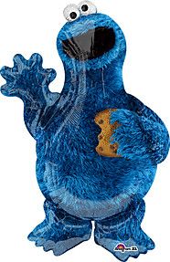 Cookie Monster - 35&quot; Helium Filled Foil Balloon, Ribbon