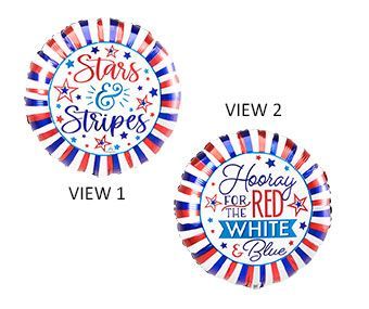 Hooray Stars and Stripes - 17&quot; Helium Filled Foil Shaped Balloon, Ribbon