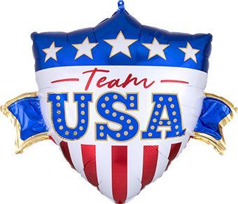 Team USA - 26&quot; Helium Filled Foil Shaped Balloon, Ribbon