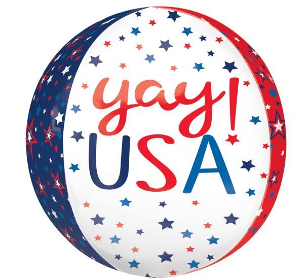 Yay USA Orbz - 15&quot; Helium Filled Foil Shaped Balloon, Ribbon