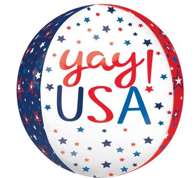 Yay USA Orbz - 15&quot; Helium Filled Foil Shaped Balloon, Ribbon
