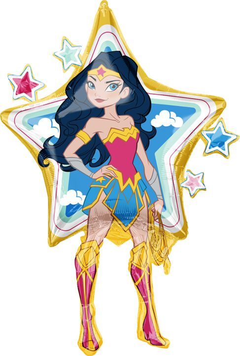Wonder Woman 2  - 38&quot; Helium Filled Foil Shaped Balloon, Ribbon