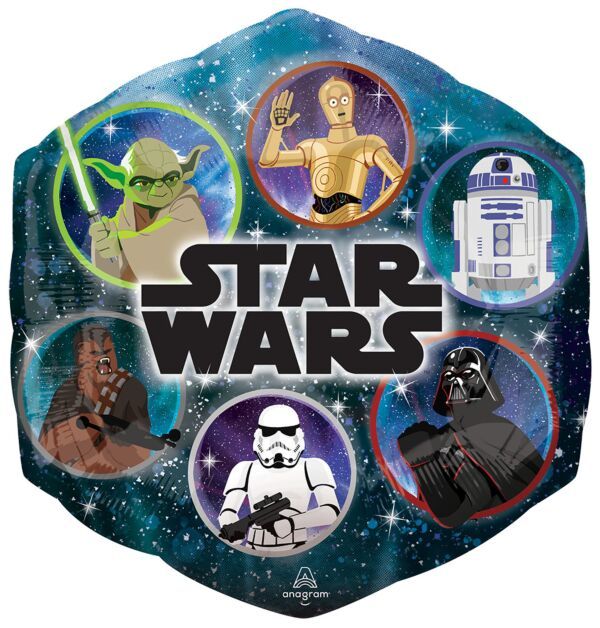 Star Wars Galaxy Group - 23&quot; Helium Filled Foil Shaped Balloon, Ribbon
