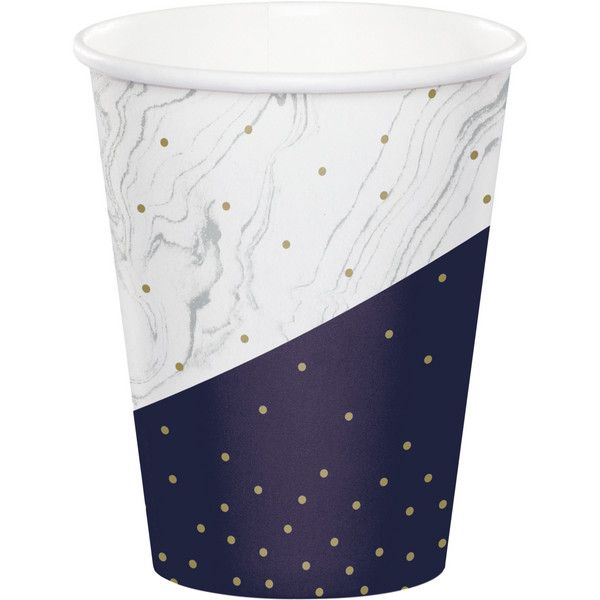 Navy &amp; Gold - 9oz Cups 8ct