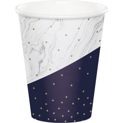 Navy &amp; Gold - 9oz Cups 8ct