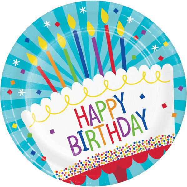 Cake Birthday - 9&quot; Plates 8ct