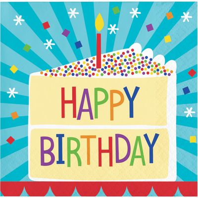 Cake Birthday - Beverage Napkins 16ct
