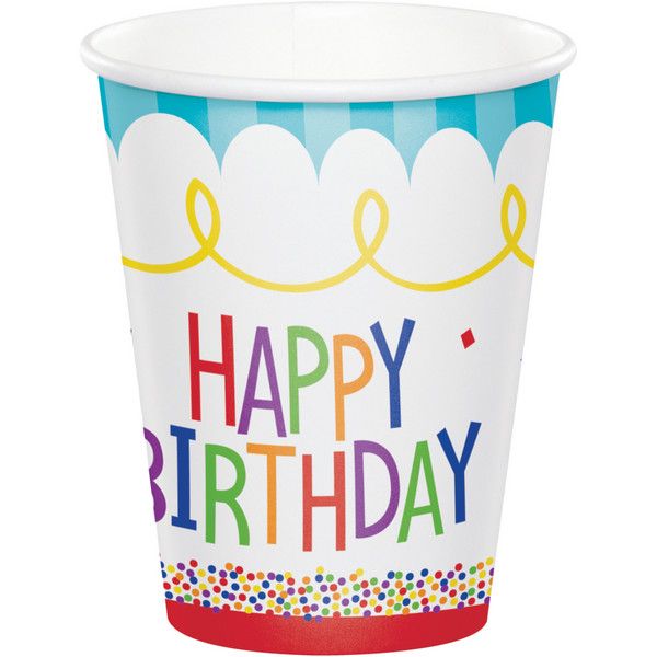 Cake Birthday - 9oz Cups 8ct