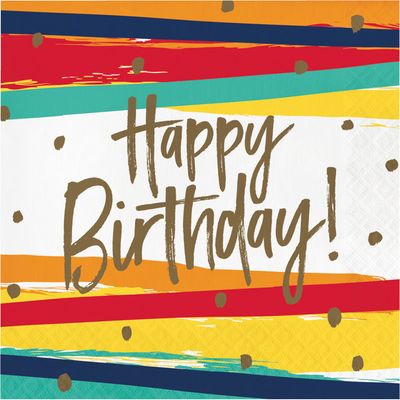 Birthday Stripes - Luncheon Napkins 16ct