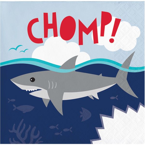 Shark Party Beverage Napkins 16ct