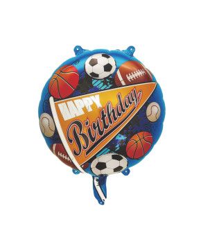 Sport Birthday Blue - 16&quot; Helium Filled Foil Balloon, Ribbon