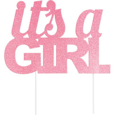 Pink Girl Glitter - Cake Topper