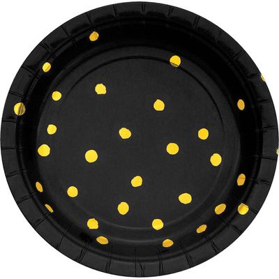 Black Velvet Gold Foil - 7&quot; Plates 8ct