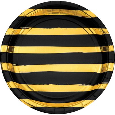 Black Velvet Gold Foil - 9&quot; Plates 8ct