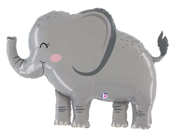 Jungle Elephant - 33&quot; Helium Filled Foil Balloon, Ribbon