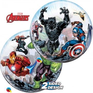 Avengers - 22&quot; Helium Filled Bubble Shaped Balloon, Ribbon
