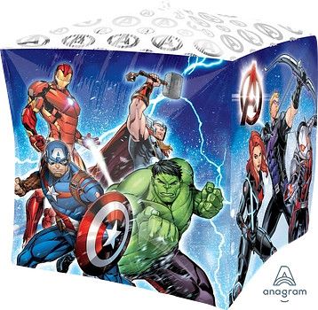Avengers Cubez - 15&quot; Helium Filled Foil Shaped Balloon, Ribbon