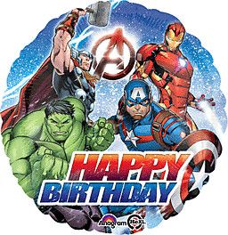 Avengers Happy Birthday - 17&quot; Helium Filled Foil Shaped Balloon, Ribbon