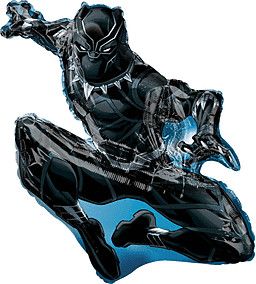 Black Panther - 32&quot; Helium Filled Foil Shaped Balloon, Ribbon