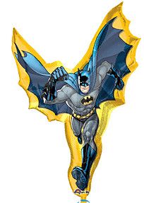 Batman Action - 39&quot; Helium Filled Foil Shaped Balloon, Ribbon