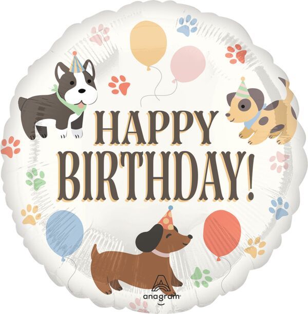 Pawsome Party - 28&quot; Helium Filled Foil Balloon, Ribbon