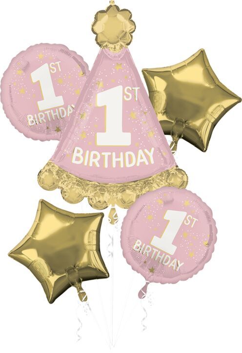 Bouquet Little Miss One-derful 1st Birthday - Helium Filled Foil Balloon, Ribbon