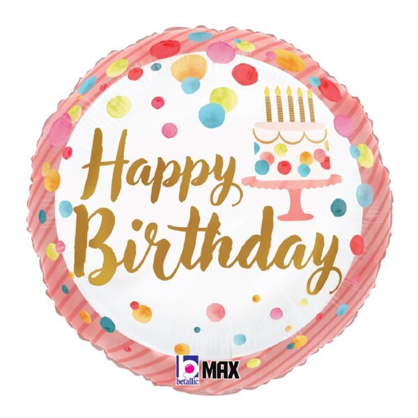 Satin Birthday Pink Party - 18&quot; Helium Filled Foil Balloon, Ribbon