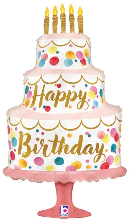 Satin Birthday Pink Party - 33&quot; Helium Filled Foil Balloon, Ribbon
