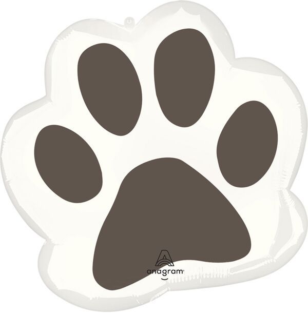 Pawsome Party Paw Print - 23&quot; Helium Filled Foil Shaped Balloon, Ribbon