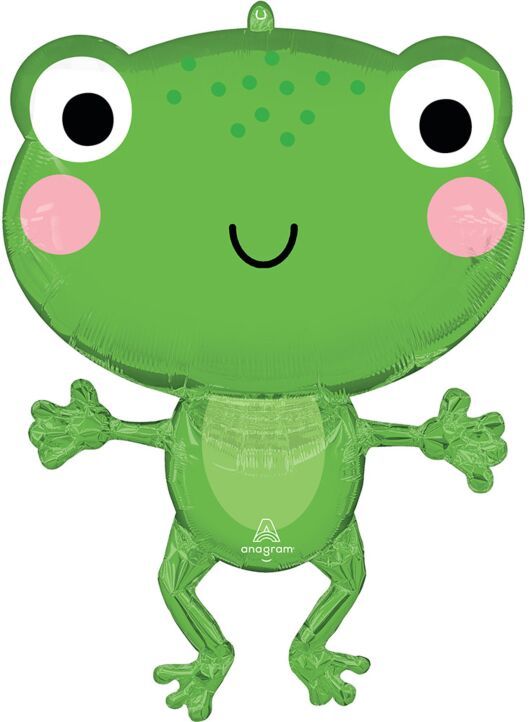 Happy Frog - 29&quot; Helium Filled Foil Balloon, Ribbon