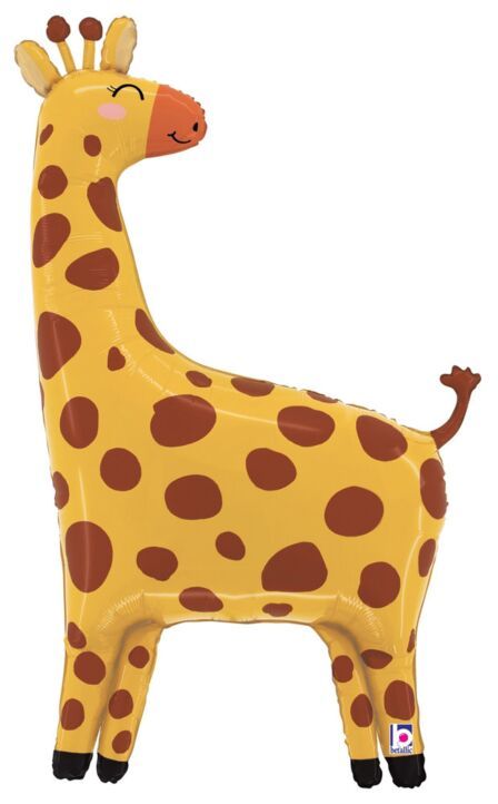 Jungle Giraffe - 41&quot; Helium Filled Foil Balloon, Ribbon